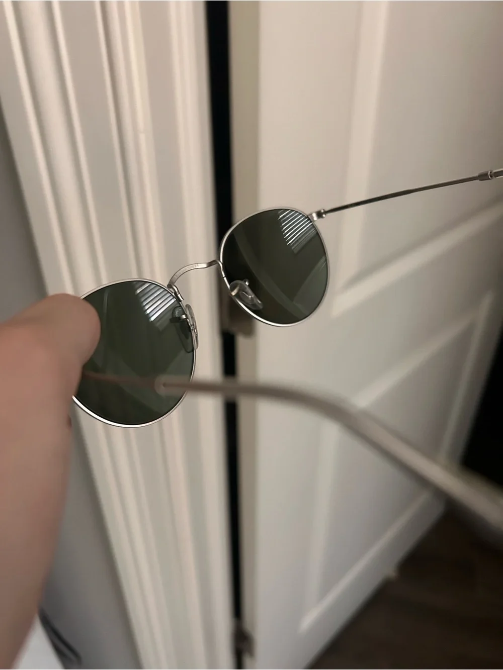 Ray-Ban Silver Frame Sunglasses with Blue Mirrored Lenses